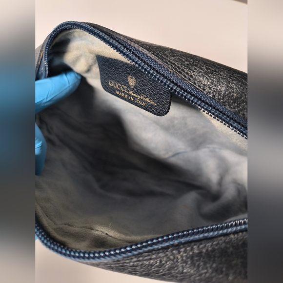 Vintage Supreme Sherry Gucci Beige And Blue Men's Women's Bag With Zipper Clutch - Picture 9 of 12